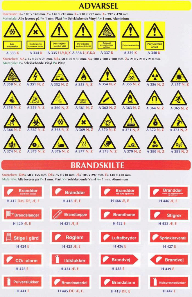 Brandskilte - Advarsel Brandskilte - Advarsel