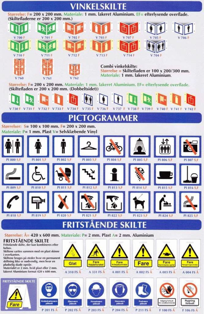 Sikkerhedsskilte - Vinkelskilte Sikkerhedsskilte - Vinkelskilte