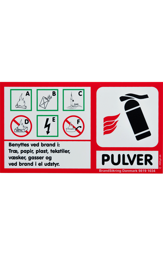 Brandskilt til pulverslukker Brandskilt til pulverslukker