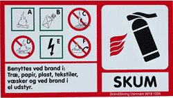 Brandskilt til skumslukker Brandskilt til skumslukker