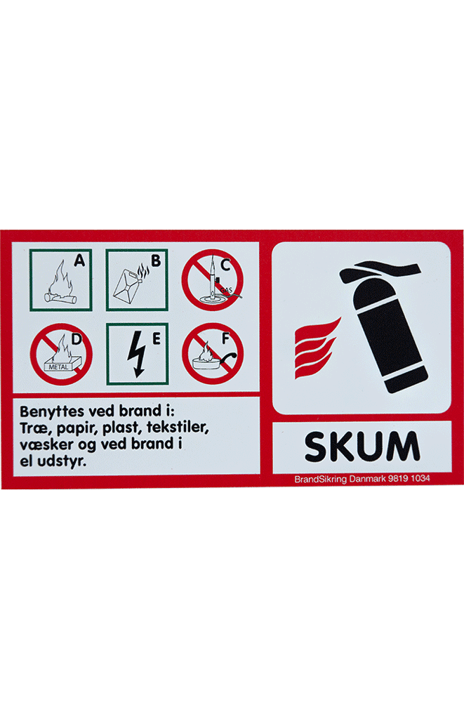 Brandskilt til skumslukker Brandskilt til skumslukker