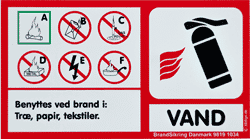 Brandskilt til vandslukker Brandskilt til vandslukker